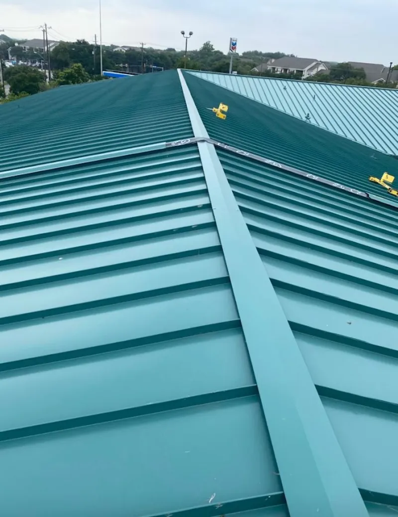 Green commercial metal roof ridge and valley for Metal Roof Repair in Honey Brook